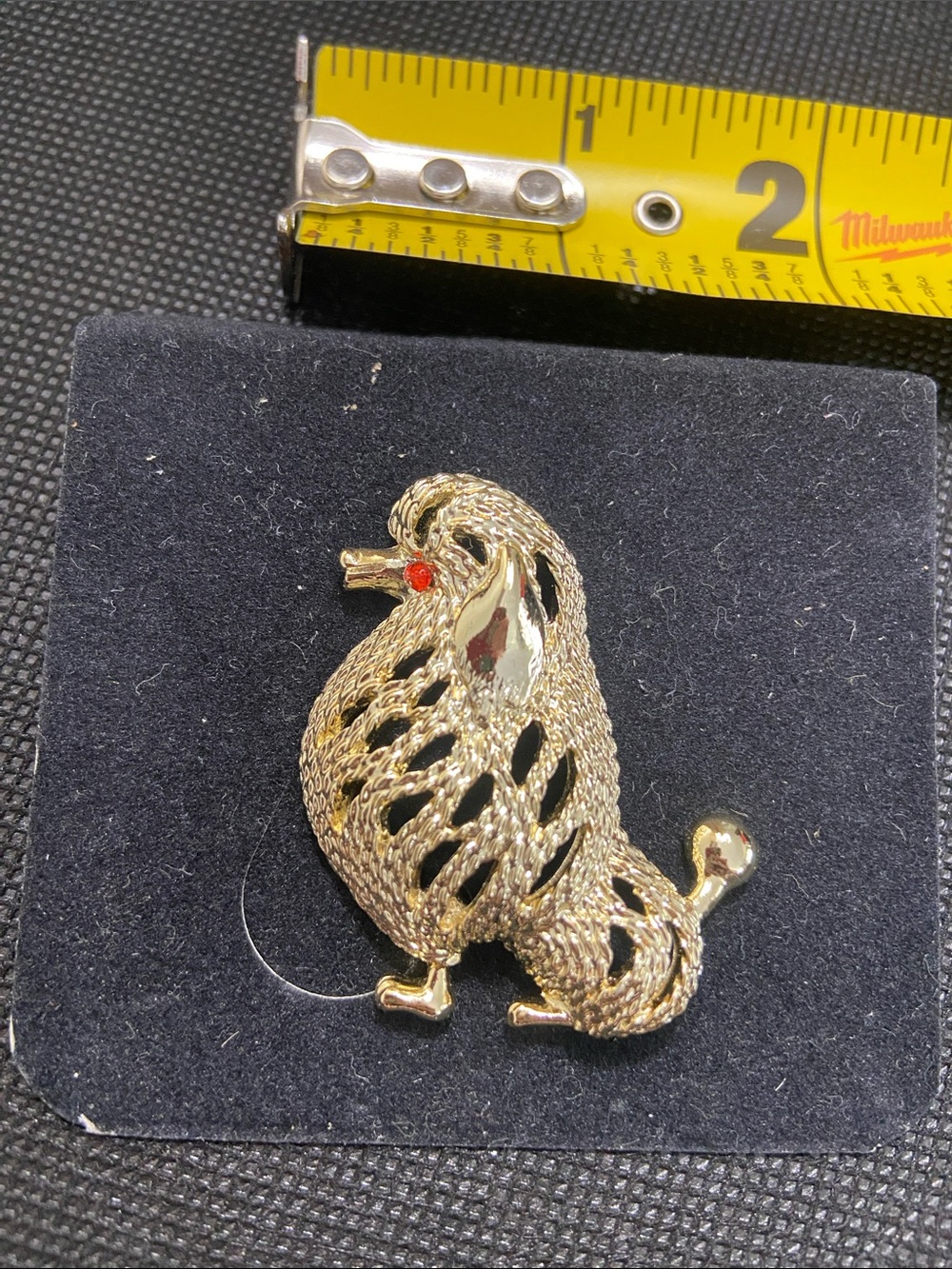New old stock, vintage gold tone, poodle brooch by Sarah Coventry